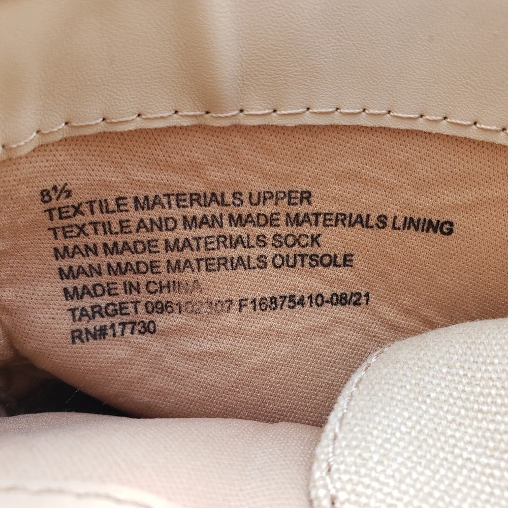 Women’s Canvas Combat Boots Size 8.5 Beige Lace-Up Side Zip Block Heel Casual - Picture 6 of 6